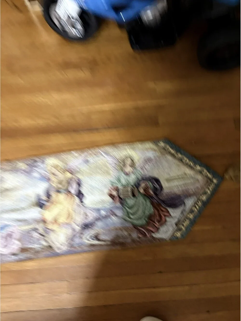 Lena Liu Angel  Of light Tapestry Table Runner Pointed Ends Tassels  Drycleaned